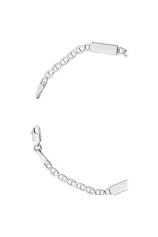 925 Ayar Gümüş Bar Model Plaka Detaylı Erkek Bileklik 19+2 Cm 4 Mm Zincir Gümüş