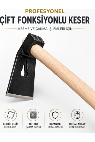 Çelik Keser Ekonomik Dayanıklı Odun Bahçe Ot Çift Yönlü Ahşap Ergonomik Saplı Profesyonel 500 Gr Diğer