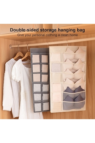 5 + 10 Izgara İç Çamaşırı Saklama Çantası Dokumasız Çift Taraflı Asılı Saklama Çantası Pembe Çok Renkli
