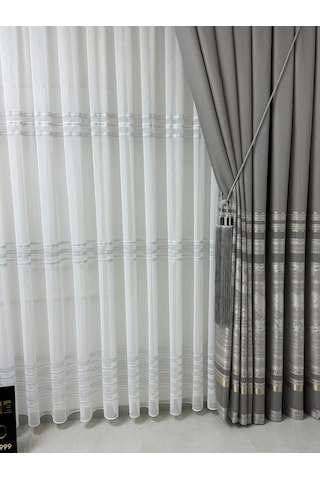 Nivemeshome Urla V-5404 Gri 1/3 Sık Pileli Fon Perde Apm Gri