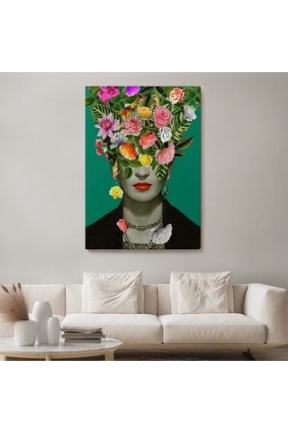 Çiçek Başlı Ünlü Ressam Portresi Kanvas Tablo-5131 70 X 100