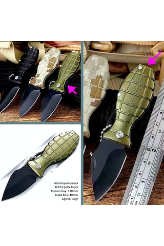 Omeniv Yeşil Kabza Çelik Kamp Çakı Kamp Bıçak Anahtarlık Kolye Outdoor Çok Renkli