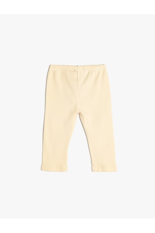 Koton Basic Ribanalı Tayt Beli Lastikli Pamuklu Bej 5wmg40037ak Ekru