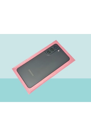 Tkgz - Samsung Galaxy Uyumlu S21 Fe Arka Kapak Batarya Kapağı Cam Full Lensli - Siyah Çok Renkli