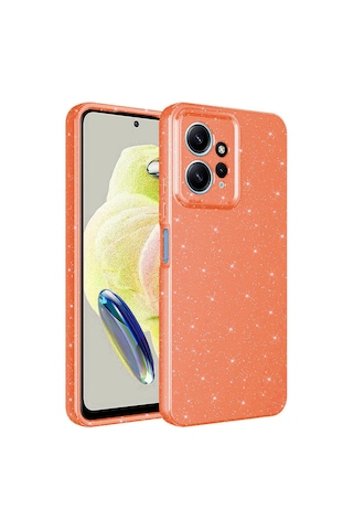 Xiaomi Redmi Note 12 4g Kılıf Kamera Korumalı Simli Lüks Zore Koton Kapak Turuncu