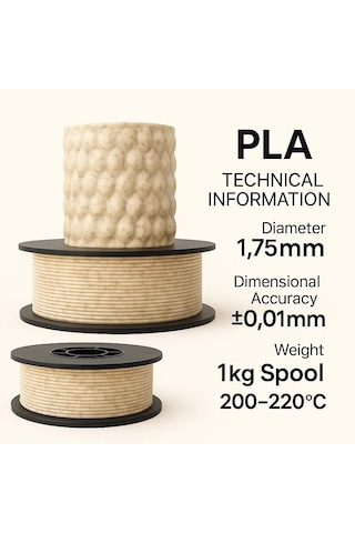 Filetto Pla+ Filament 1.75mm 1 Kg - Mermer Desenli Bej