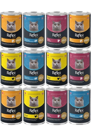 Reflex Plus Karışık Yetişkin Kedi Konservesi 400 Gr 12 Adet