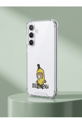 Hepsi Samsung Galaxy Uyumlu A26 Boş Yapma Muz Detaylı Kart Bölmeli Şeffaf Telefon Kılıfı Najmaddin Çok Renkli