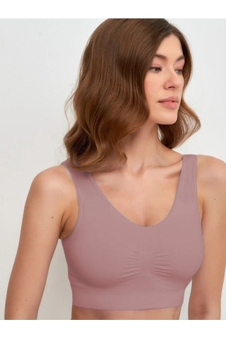 Mistirik Panax Model Fit Görünüm Ekstra Toparlayıcı Kalın Askılı Pedli Spor Büstiyer Gül Kurusu Renk Gül Kurusu