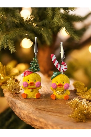 Yeni Yıl Temalı Yılbaşı Süslü Kawaii Şans Civcivleri Fotoğraf Ve Not Tutacağı Hediyelik Tutucu Sarı