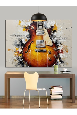 Soyut Gitar Sanat Boyama Dekoratif Kanvas - Mdf Ahşap Tablo