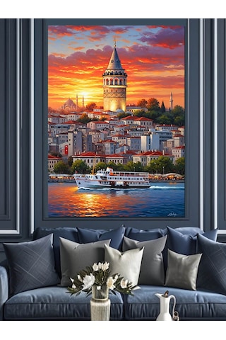 Ahşap Tablo İstanbul Boğazı Vapur Manzarası
