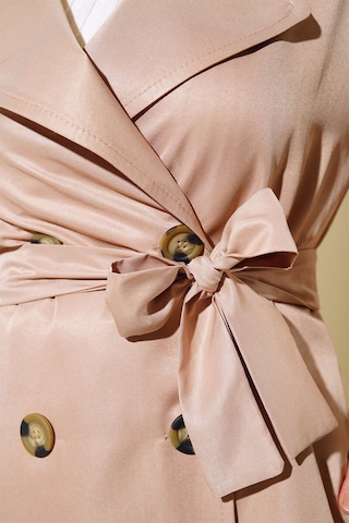 Bigdart T5853 Kruvaze Yaka Tesettür Trençkot - Vizon 001