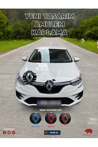 Renault Megane 16-20 Yeni Tasarım Amblem Kaplama Sticker Siyah&gr