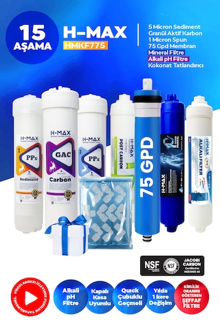 Mineral- Alkali Kapalı Kasa Su Arıtma Cihazı 7 Li Filtre Seti