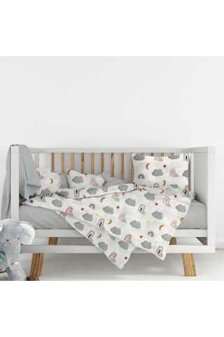 Flanel Pazen Kumaşından %100 Pamuklu Bebek Nevresim Takımı 100x150 Gri