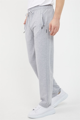 Gri Erkek Düz Paça Cep Fermuar Detaylı Rahat Kesim Eşofman Altı