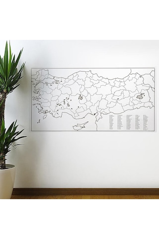 Lunaev Yazılabilir Türkiye Haritası Manyetik Duvar Stickerı 110 X 56 Cm 1