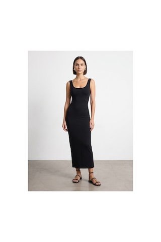 Dilvin 91733 Bra-free Midi Elbise-siyah-16505