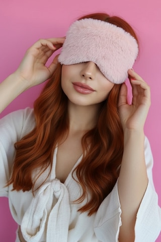 Caş Dekorasyon Pembe Renk Simli Peluş Uyku Bandı Pembe