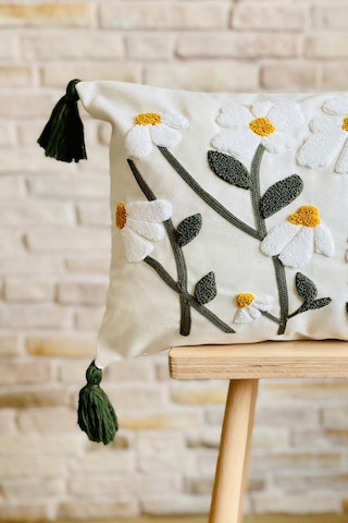 Swita Home Punch İşlemeli Tekli Dekoratif Özel Tasarım Kırlent Kılıfı Panç