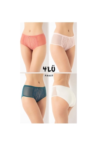 Kadın Dantelli 4'lü Paket Bato Külot Asorti-2 C3t0n5o408 001