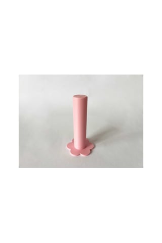 Estetik Çiçek Detaylı Lastik Toka Standı Masaüstü Takı Organizeri - Pembe Pembe