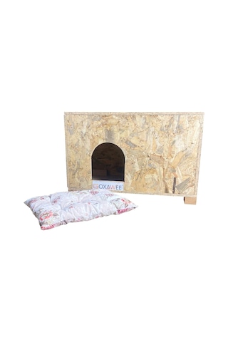 Goxawee Dizayn Kedi Evi Dış Ortam Uygun Ahşap Kedi Evi Osb 61x41x36 Cm Minder Hediyeli