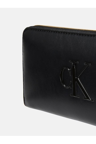 Calvin Klein Kadın Siyah Kalın Uzun Fermuarlı Cüzdan-12160 Siyah
