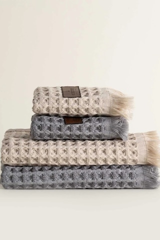 Ecocotton Seren Bej/antrasit %100 Organik Pamuk 4 Parça Havlu Seti Bej