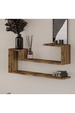 Ravi Dekoratif Duvar Rafı, Modern Kitaplık Ve Raf Ünitesi Antik Ceviz