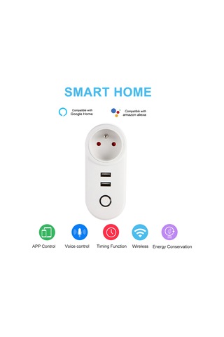 Skycity Ewelink Uyumlu Wifi Akıllı Prizi: Akıllı Telefon Uygulaması İle Kontrol, Zamanlama Ve Ses Komutu Desteği, 2 Usb Şarj Portu 5v 2.1a