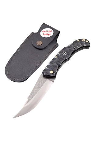 El Yapımı N690 Böhler Çelik Isıya Suya Dayanıklı Siyah Kompakt Kabzeli Kilitli Yaylı Çakı siyah