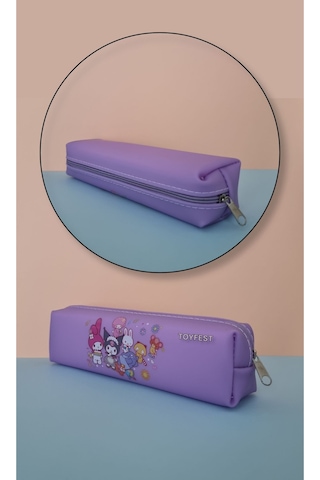 Kuromi My Melody Hello Kitty Cinnamoroll Figürlü Yumuşak Silikonlu Kalem Kutusu Kalemlik- Pastel Mor