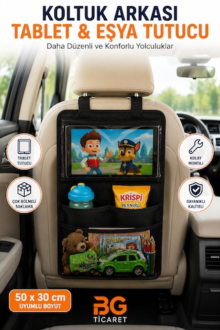 2 Adet Araç İçi Tablet Tutucu Koltuk Arkası Organizer Araba Oto Çocuk Çok Bölmeli Organizer Cepli Eşya Düzenleyici