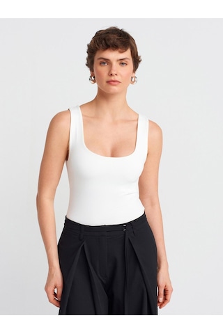 20977 Kalın Askılı Poliamid Atlet-ekru-11365 Ekru