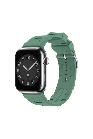Ekılıf - Apple Uyumlu Watch 44mm - Kordon Silikon Kordon Krd-92 - Petrol Yeşil