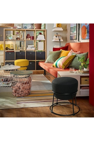 Puf, Vissle Koyu Gri Ayak Uzatma Tabureleri Yuvarlak Model