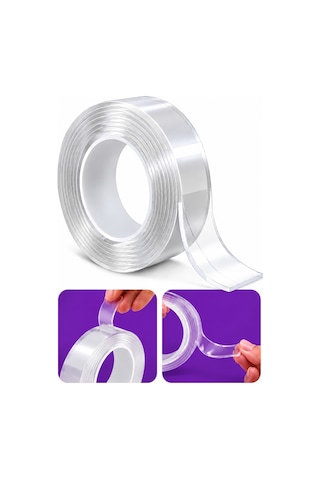 18mm X 1 Metre Çift Taraflı Nano Bant Silikon Jel Yapıştırıcı Güçlü Şeffaf Bant