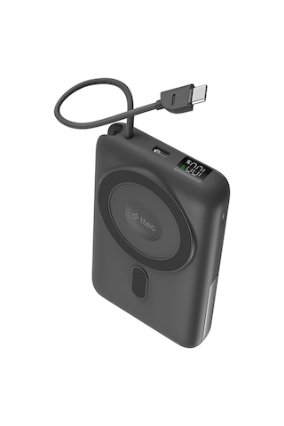 Ttec Recharger M Lcd 10.000mah Magsafe Uyumlu Pd 20w Usb-c Dahili Kablolu Stantlı Taşınabilir Hızlı Siyah