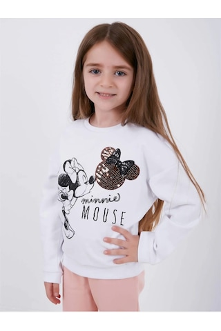 Minnie Mouse Lisanslı Beyaz Renk Kız Çocuk Alt Üst Takım Mn18402 Beyaz