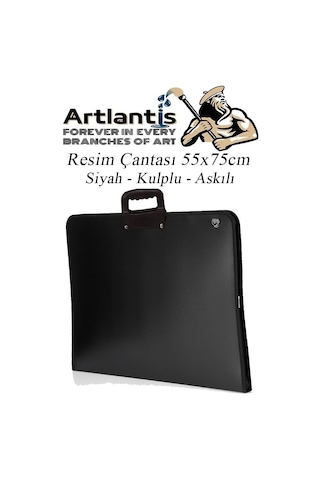 Siyah Resim Çantası Fermuarlı Kulplu 55x75 Cm 1 Adet Teknik Resim Dosya Çantası 50x70 Cm Askılı