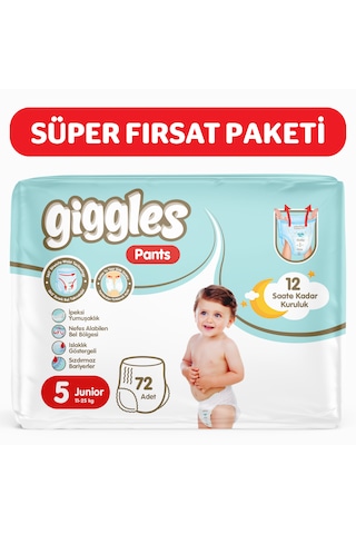 Giggles Pants Külotlu Bebek Bezi 5 Numara Junior 72 Adet