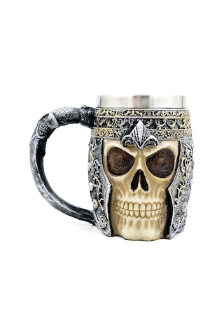 Xindoker 3d Tasarım Kupa - 450ml Paslanmaz Çelik Ve Rezinden, Ev, Bar Ve Restoranlar İçin İdeal - Kafatası Şövalye Temalı Çok Renkli