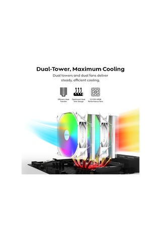 Lexroo Nx600 Argb 6 Isı Borulu Ve Premium Üst Kapaklı Çift Kule Cpu Hava Soğutucu Standart