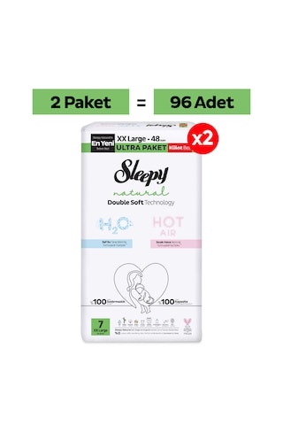 Sleepy Natural Double Soft Ultra Paket Külot Bez 7 Numara Xxlarge 96 Adet