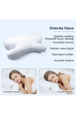 Ortovita Kırışık Giderici Güzellik Yastığı Visco Ergonomik Beyaz