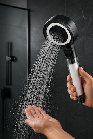 Ymv Filtreli Turbo Fonksiyonlu Duş Başlığı Basınç Destekli Banyo El Duşu Modern Siyah Başlık