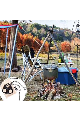 Sundick Kamp Tripod Asılı Pot Braketi Barbekü Raf Askı Y20141 Siyah