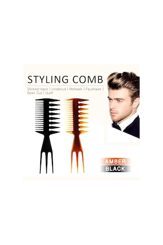 Vkemall Amber Renkli Üç Yönlü Saç Oluşturucu Taraması - Geniş Dişli Kolu Saç Dizayn Aracı Saç Ve Kafa Derisini Koruyan Profesyonel Ve Ev Kullanıma Uygun